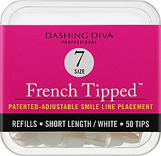 Типсы короткие "Френч" - Dashing Diva French Tipped Short White 50 Tips (Size-7) — фото N1