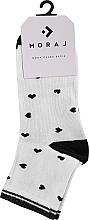 Шкарпетки жіночі 3/4, білі з сердечками - Moraj — фото N1