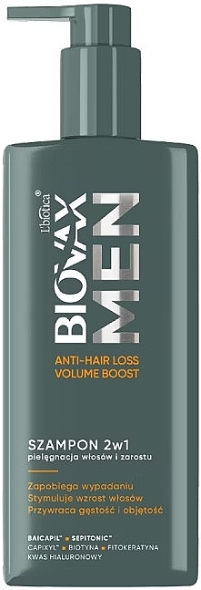 Шампунь проти випадіння та для об'єму волосся і бороди - Biovax L`biotica Men Anti Hair-Loss Volume Boost — фото N1