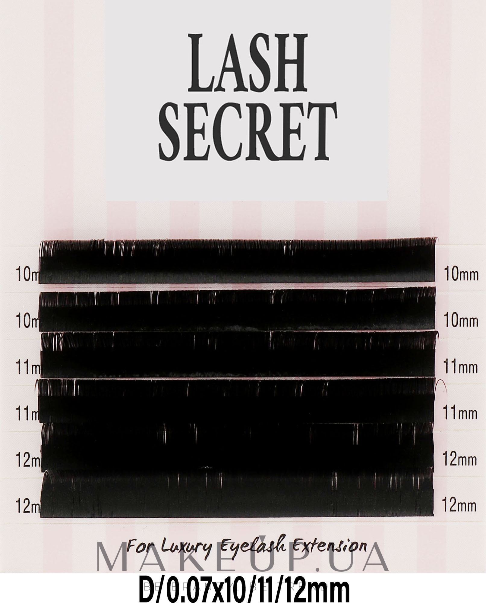 Накладні вії, чорні, мікс, 6 ліній (0.07, D, (10,11,12)) - Lash Secret — фото 1уп