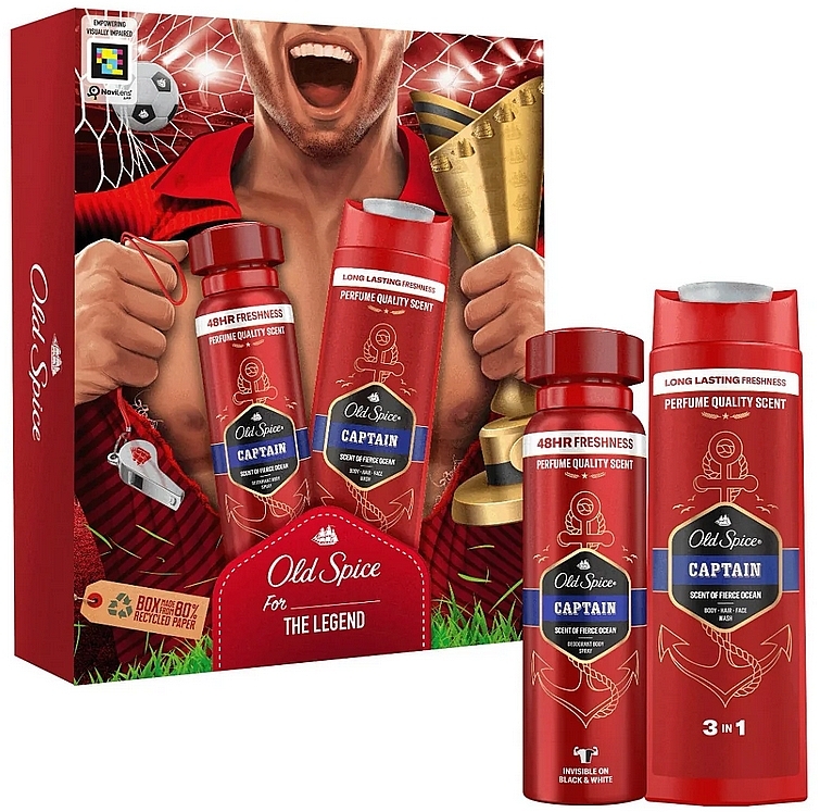 Набір - Old Spice The Legend Captain (wash/250ml + deo/spray/150ml) — фото N1