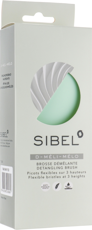 Гребінець для пухнастого та довгого волосся, салатовий - Sibel D-Meli-Melo Detangling Brush — фото N5