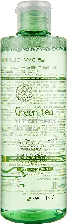 Тонер для обличчя з екстрактом зеленого чаю - 3W Clinic Green Tea Natural Time Sleep Toner — фото N1