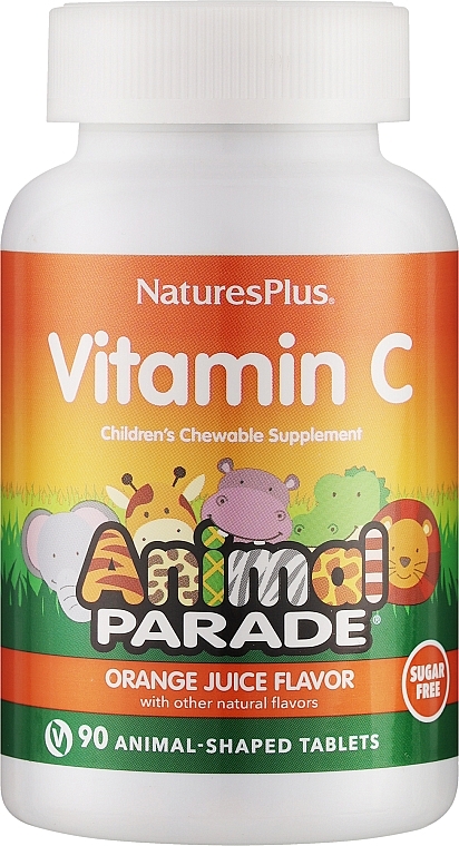 Жевательный витамин С для детей, без сахара - NaturesPlus Animal Parade Sugarfree Vitamin C Chewable — фото N1