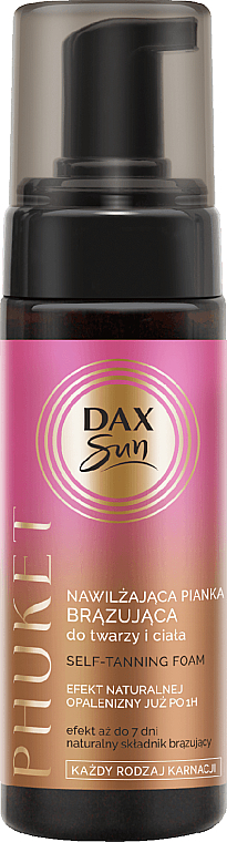 Бронзувальна, зволожувальна пінка для обличчя та тіла - Dax Sun Phuket Self-Tanning Foam — фото N1
