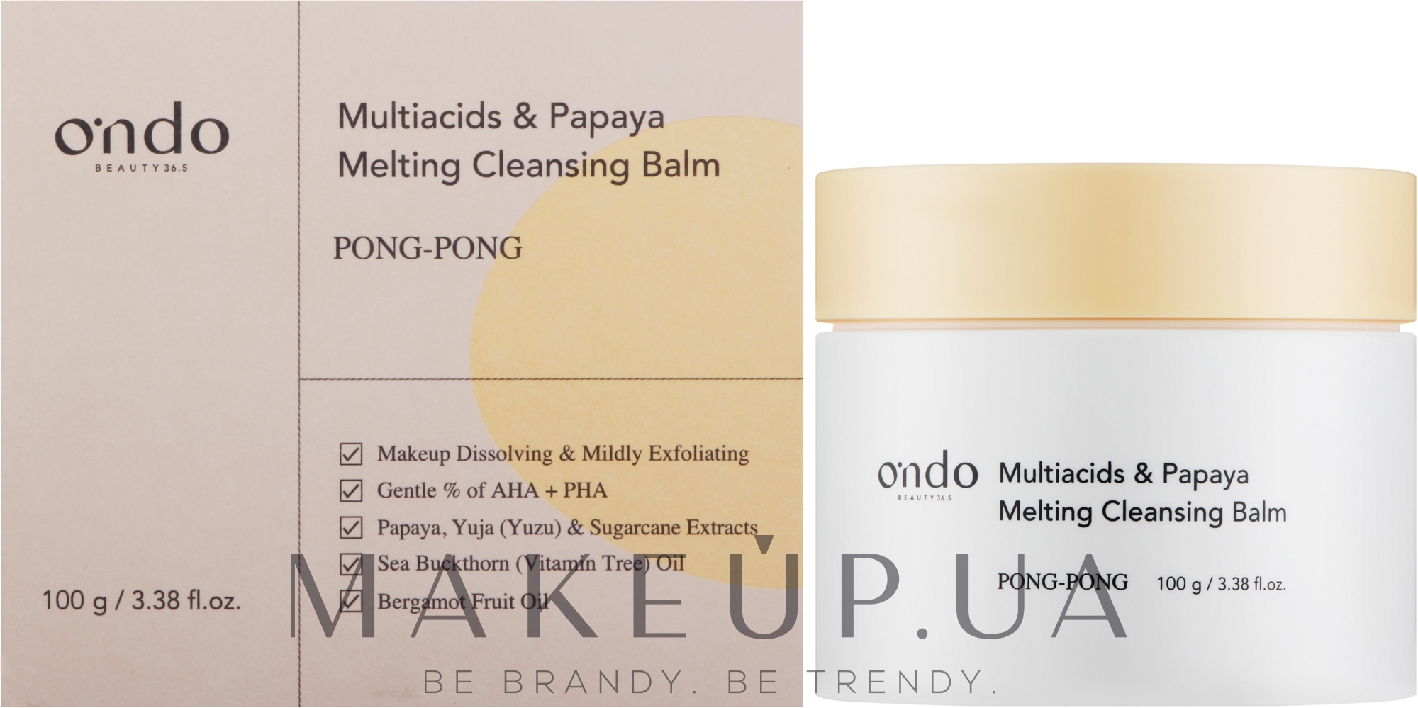 Бальзам для снятия макияжа - Ondo Beauty 36.5 Multiacids & Papaya Melting Cleansing Balm — фото 100g