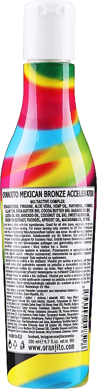 Молочко для солярію з біокомпонентами й прискорювачем засмаги - Oranjito Mexican Bronze Accelerator — фото N2