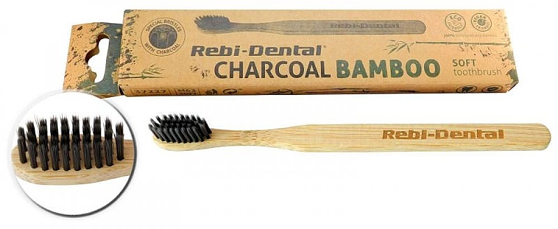 Зубна щітка M63, м'яка, бамбукова - Mattes Rebi-Dental Charcoal Bamboo — фото N1