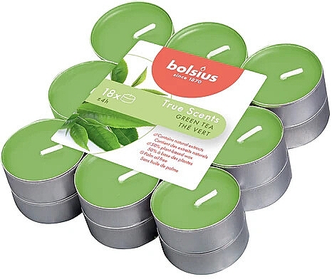 Набір чайних свічок «Зелений чай», 18x4H - Bolsius Green Tea Candle — фото N2