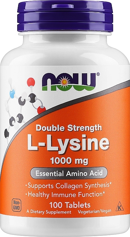 Амінокислота "L-лізин", 1000 мг - Now Foods L-Lysine Tablets — фото N1