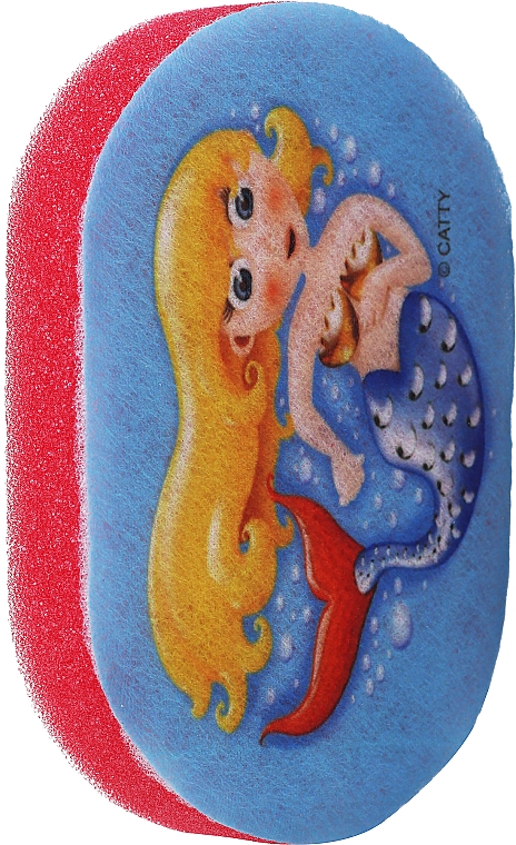 Губка банна дитяча, червона з русалкою - LULA — фото N1