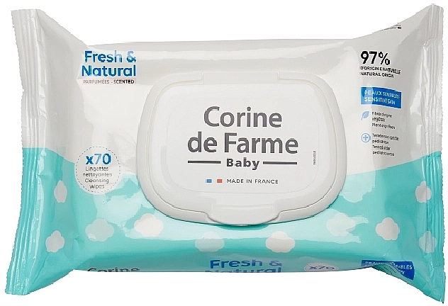 Серветки дитячі, 70 шт. - Corine de Farme Baby Bio Fresh And Natural — фото N1