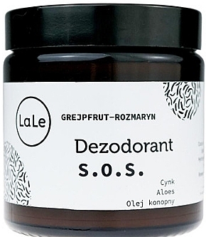 Крем-дезодорант SOS із цинком, алое вера та конопляною олією, скло - La-Le Cream Deodorant — фото N1