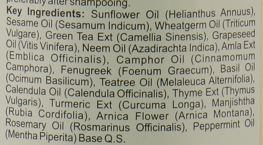 Натуральное масло против перхоти, ломкости и выпадения волос "Ним, Чайное дерево и Базилик" - Khadi Organique Henna Rosemary Hair Oil — фото N3