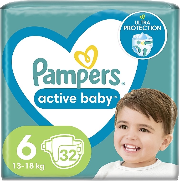 Подгузники Active Baby 6 (13-18 кг), 32 шт. - Pampers — фото N1