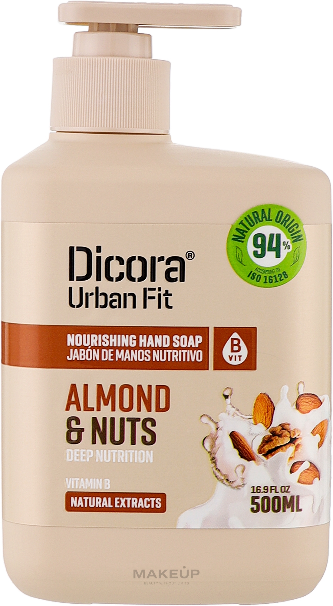 Питательное мыло для рук с витамином В "Миндаль и орехи" - Dicora Urban Fit — фото 500ml