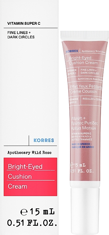Осветляющий крем для глаз с дикой розой - Korres Wild Rose Brightening First Wrinkles & Dark Circles Eye Cream — фото N2