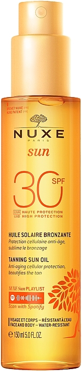 Бронзирующий крем для лица и тела - Nuxe Sun Tanning Oil Face & Body SPF 30 — фото N1