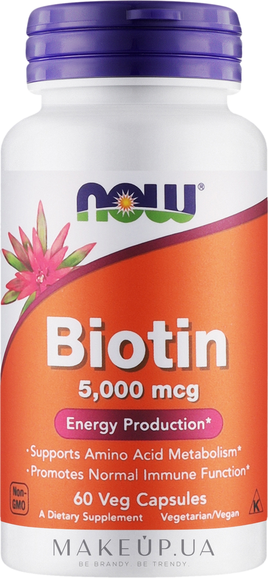 Диетическая добавка "Биотин 5000 мкг", в капсулах - Now Biotin 5000 Mcg Energy Production — фото 60шт