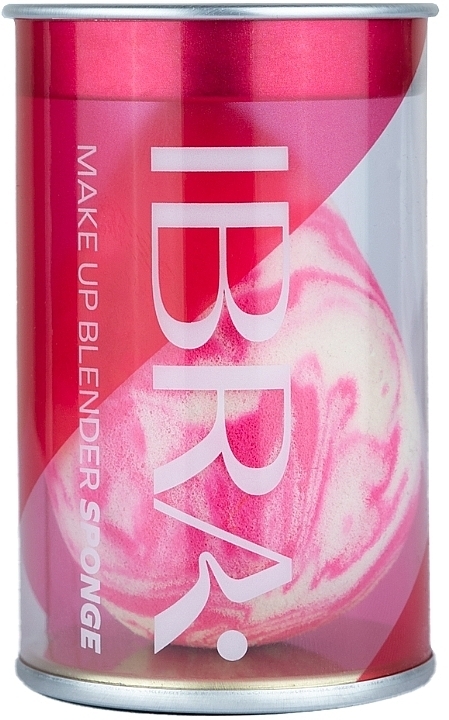 Мраморный бьюти-блендер, бело-розовый - Ibra Makeup Blender Sponge