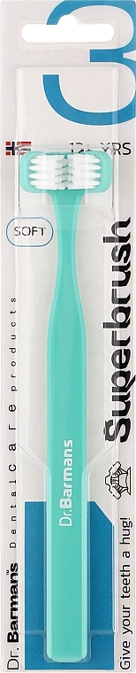 Тристороння зубна щітка, стандартна, бірюзова - Dr. Barman's Superbrush Regular — фото N1