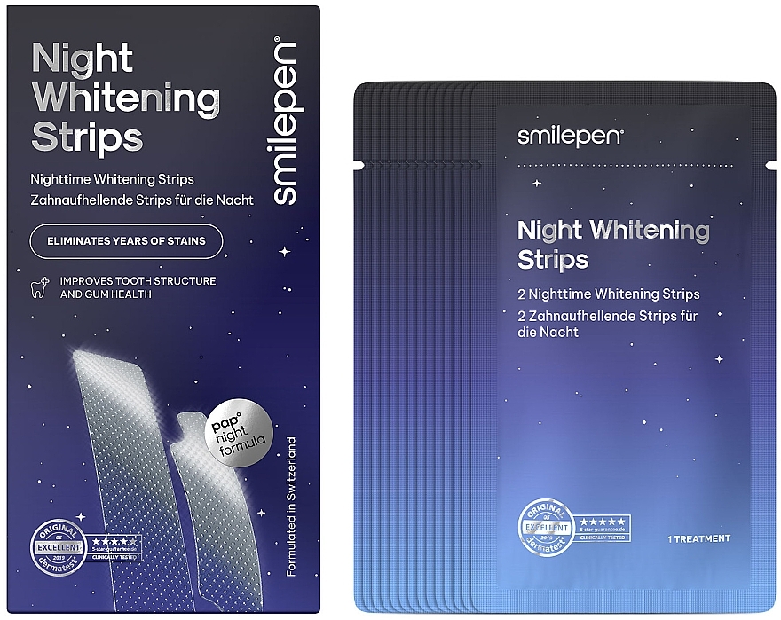 Отбеливающие ночные полоски для зубов - SwissWhite Smilepen Night Whitening Strips — фото N2