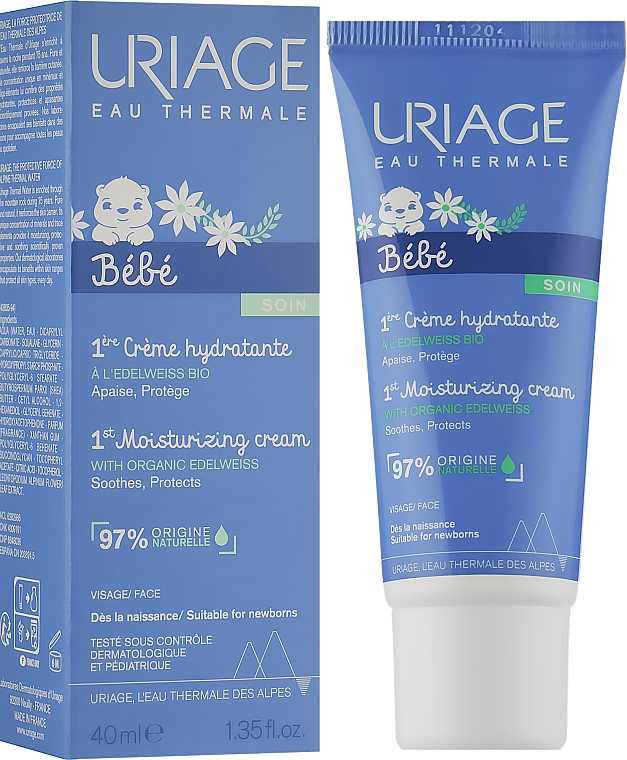 Зволожувальний крем з органічним едельвейсом - Uriage Baby 1st Moisturizing Cream — фото N2