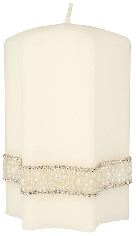 Декоративна свічка, 9х14 см, біла - Artman Crystal Pearl Candle — фото N1