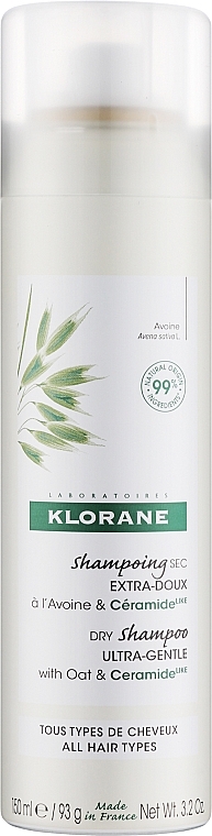 Сухий шампунь з вівсянкою та керамідами - Klorane Dry Shampoo Ultra-Gentle With Oat&Ceramide — фото N1
