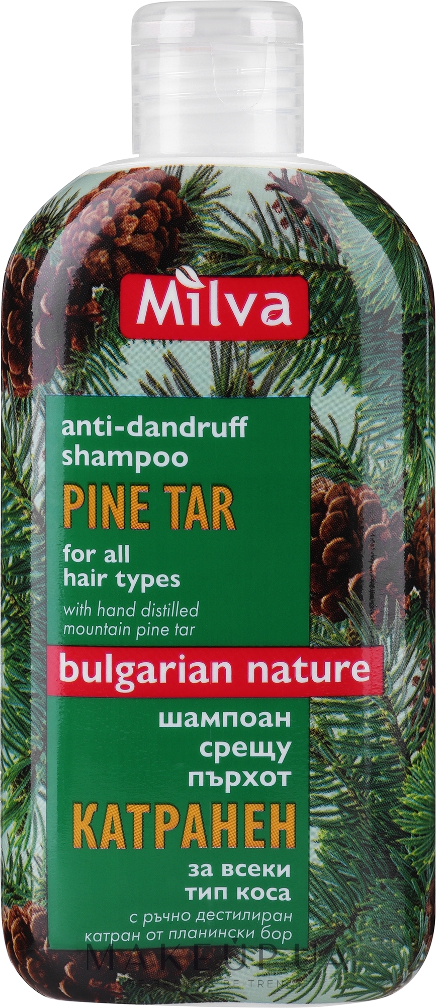 Шампунь против перхоти с сосновым дегтем для всех типов волос - Milva Pine Tar Shampoo — фото 200ml