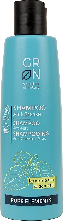 Шампунь проти жирної шкіри голови "Лимонний бальзам і морська сіль" - GRN Pure Elements Anti-Grease Shampoo — фото N1