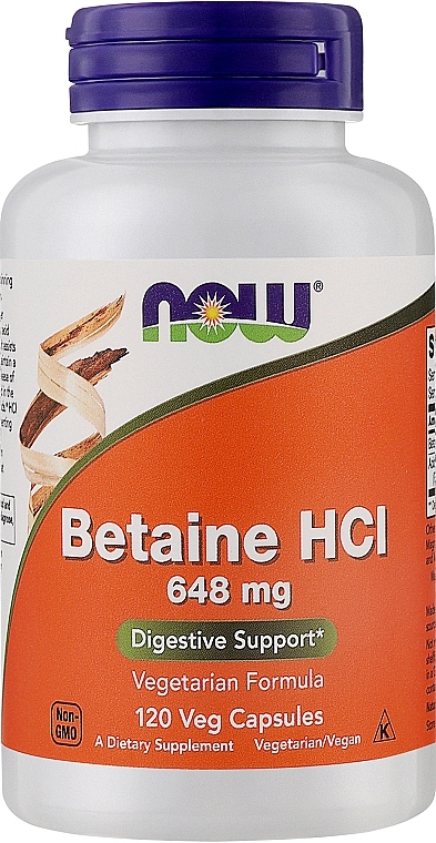 Бетаина гидрохлорид, 648 мг - Now Foods Betaine HCl — фото N1