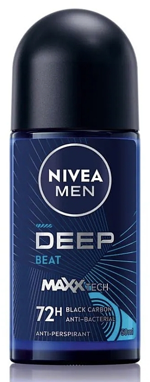 Дезодорант шариковый для мужчин - NIVEA MEN Deep Black Carbon Beat Anti-Perspirant Roll-On — фото N1