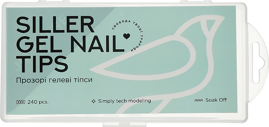 Гелеві тіпси для нарощування "Овал", прозорі - Siller Professional Gel Nail Tips