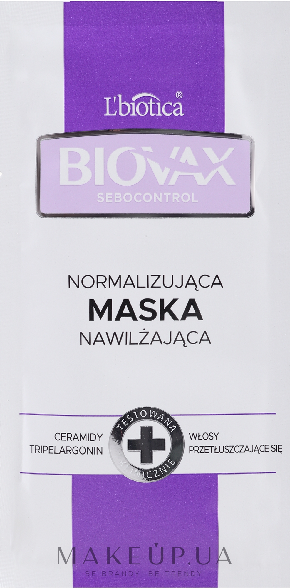 Нормализующая себорегулирующая маска для кожи головы - Biovax Sebocontrol Travel Size — фото 20ml