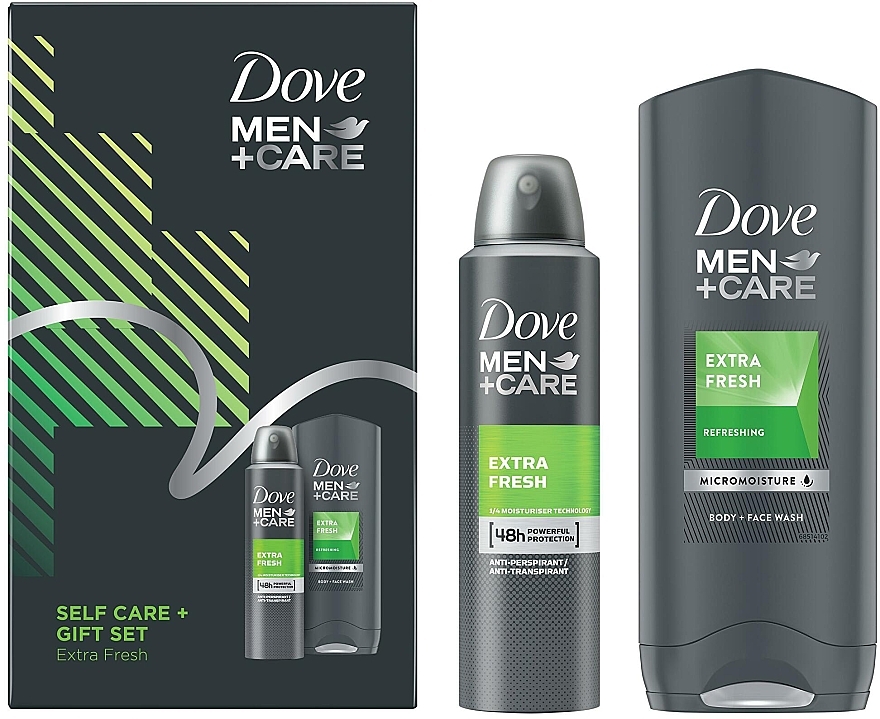 Набор - Dove Men+Care Extra Fresh Care Gift Set (b/f/wash/400ml + deo/150ml) — фото N2