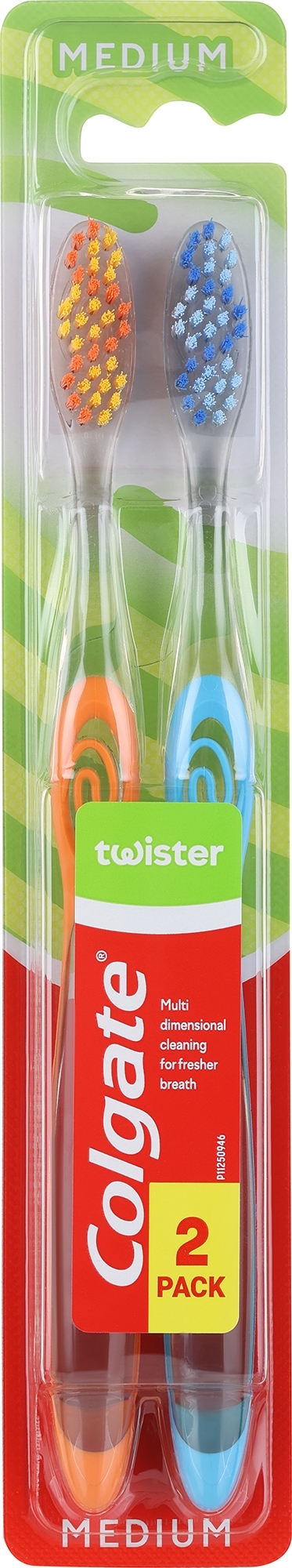 Зубна щітка Twister, середня, помаранчева + блакитна - Colgate Twister Medium — фото 2шт