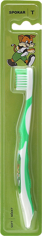 Зубна щітка "T", дитяча від 5 до 8 років, м'яка, зелена - Spokar T — фото N1