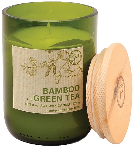 Ароматическая свеча "Бамбук и зеленый чай" - Paddywax Eco Green Recycled Glass Candle Bamboo + Green Tea — фото N1