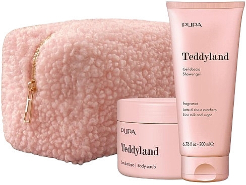 Набор - Pupa Teddyland Rice Milk And Sugar (b/scrub/150ml + sh/gel/200ml + bag) — фото N1