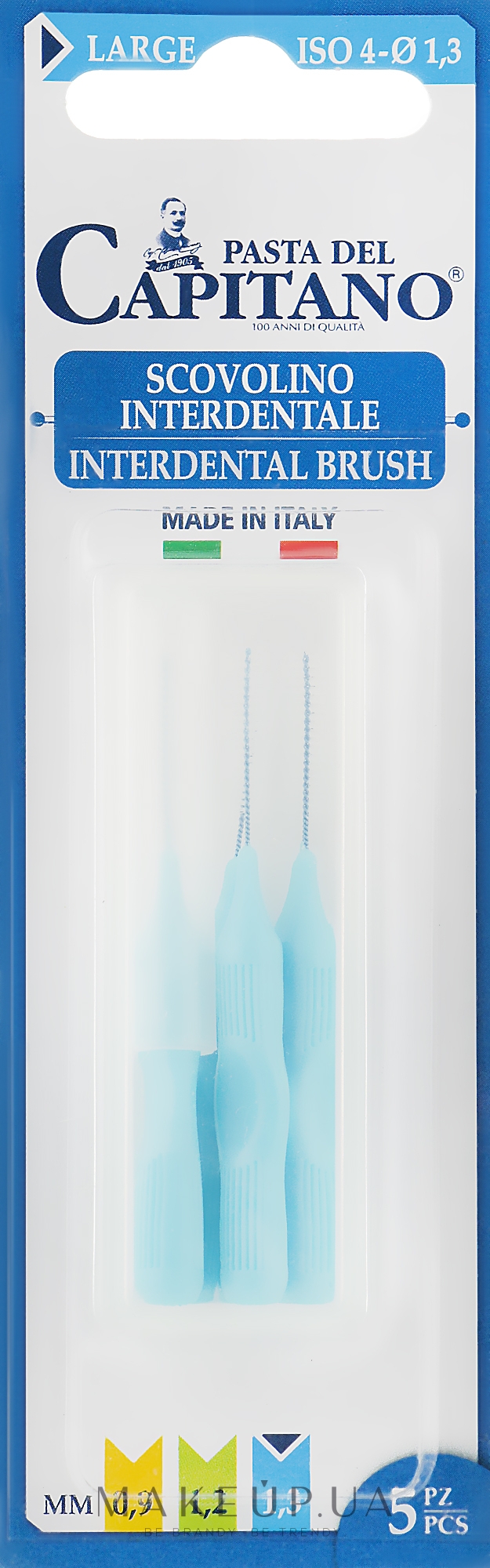 Interdental Brush Set, light blue - Pasta Del Capitano Interdental Brush Large 1.5 mm — фото 5шт