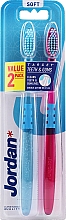 Зубная щетка мягкая, розовая+голубая - Jordan Target Teeth Toothbrush — фото N2