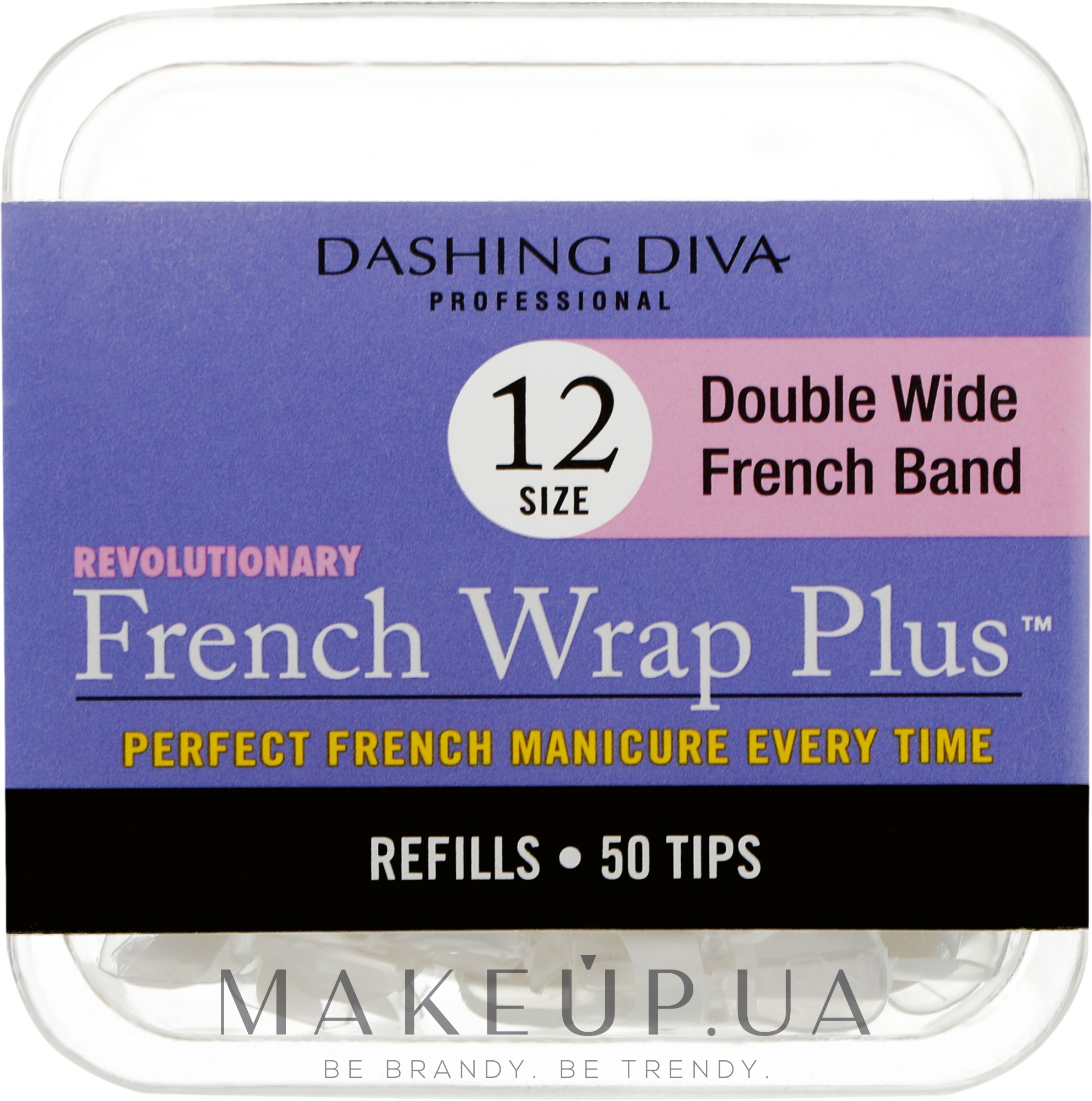 Типсы широкие "Френч Смайл+" - Dashing Diva French Wrap Plus Double Wide White 50 Tips (Size-12) — фото 50шт