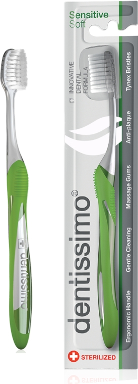 Зубная щетка с мягкой щетиной, зеленая - Dentissimo Sensitive — фото N2