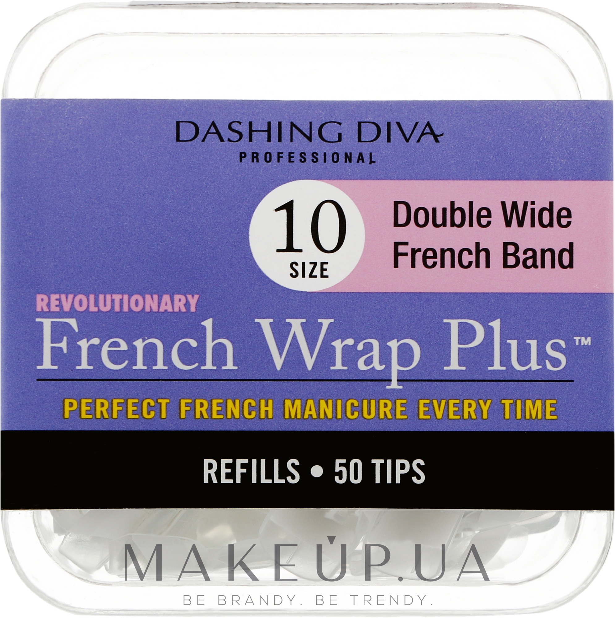 Типсы широкие "Френч Смайл+" - Dashing Diva French Wrap Plus Double Wide White 50 Tips (Size-10) — фото 50шт