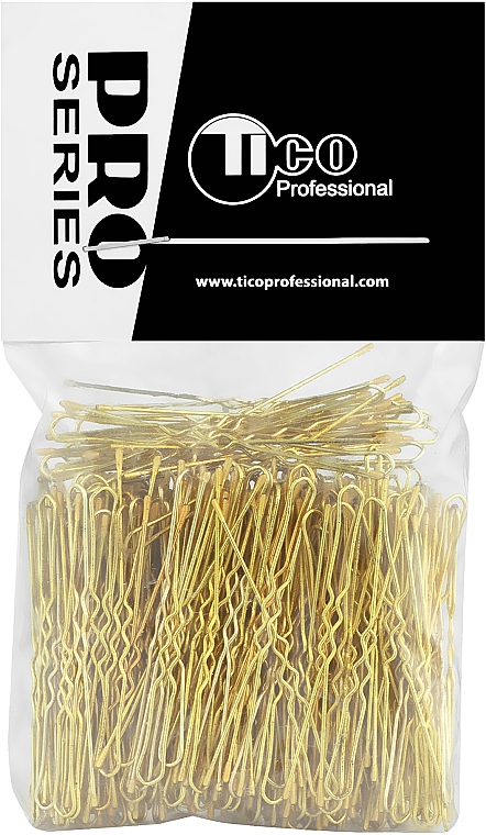 Шпильки для волос волнистые с наконечником 50мм, золотистые - Tico Professional — фото N2