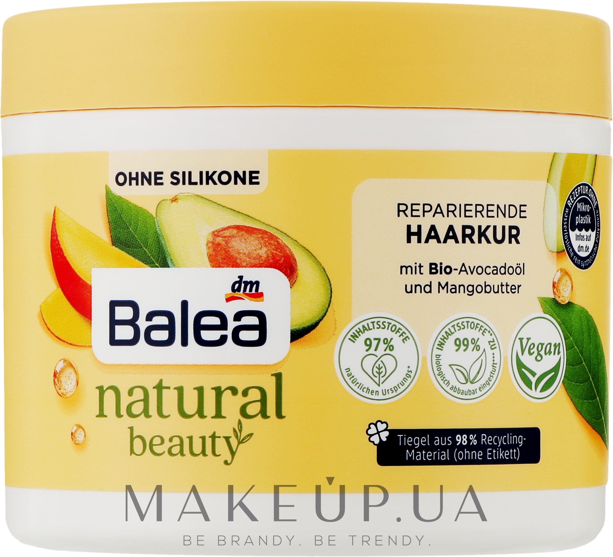 Маска для волос - Balea Natural Beauty Repairing Avocado Oil & Mango Butter Hair Mask — фото 300ml
