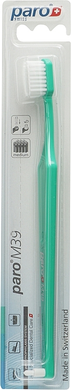 Зубная щетка "M39", зеленая - Paro Swiss Toothbrush — фото N1