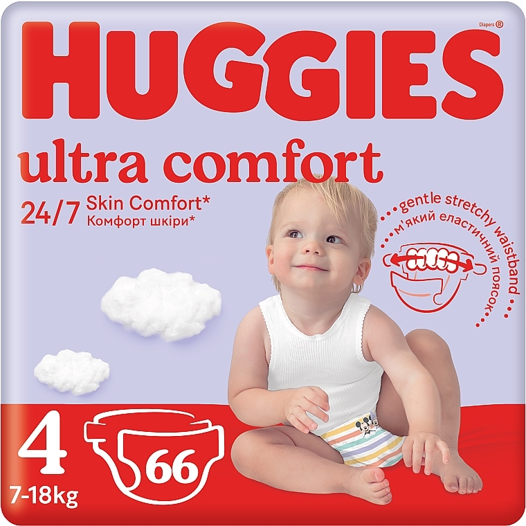 Підгузки Ultra Comfort 4 (7-18 кг) Mega, 66 шт. - Huggies — фото N2