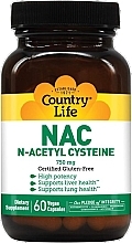 Аминокислота "NAC N-ацетилцистеин 750 мг" в капсулах - Country Life NAC  — фото N1